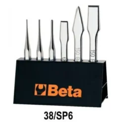 Beta Tools Beta 38/SP6 6 Piece Punch &amp; Chisel Set In Metal Rack / Holder