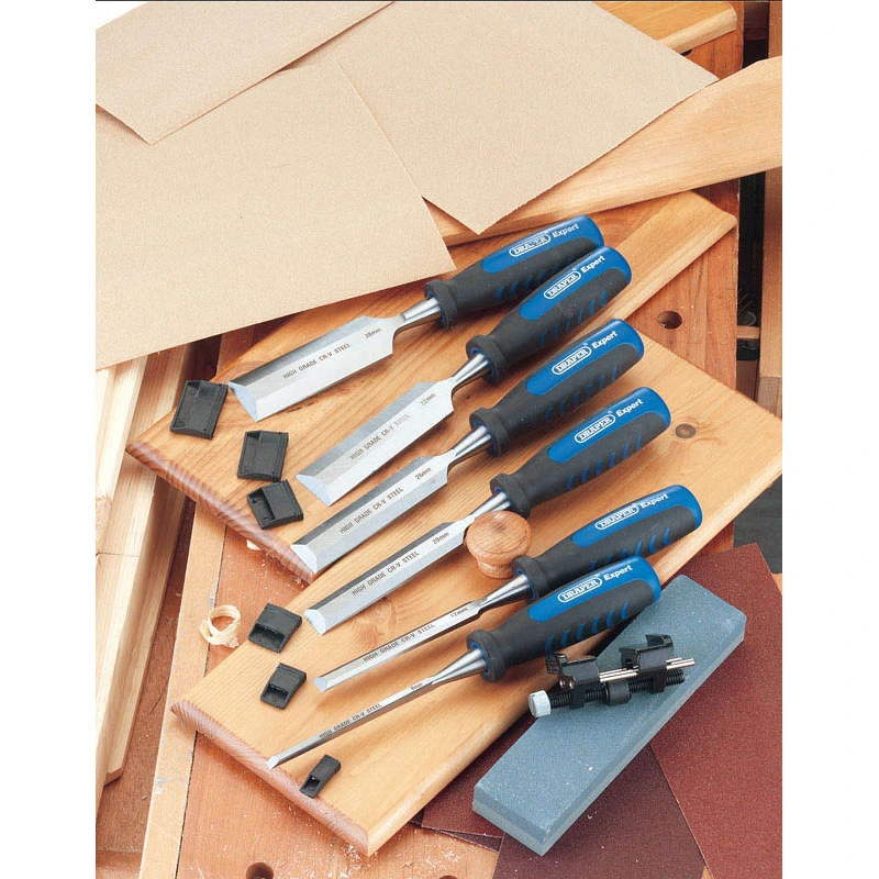 Draper Tools Draper 88605 8 Piece Wood Chisel Set With Sharpening Stone & Honing Guide - Image 2