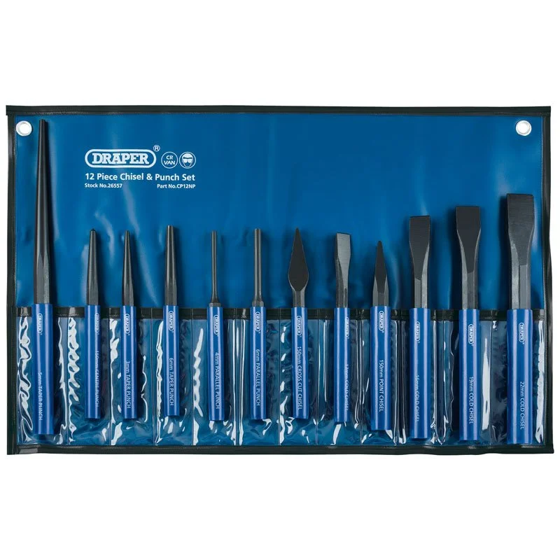 Draper 26557 12 Piece Cold Chisel And Punch Set