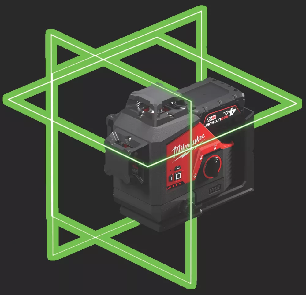 Milwaukee M123PL-401C 12V 1 X 4.0Ah Li-Ion RedLithium Green Self-Levelling Cross-Line Laser Level - Image 4