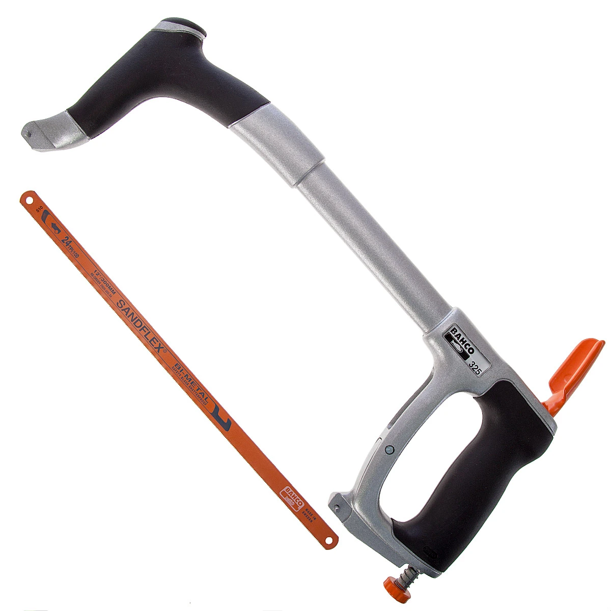 Bahco Ergo 325 Pro Heavy Duty Metal Hacksaw 12" & Bi-Metal 24 TPI Sandflex Blade - Image 2