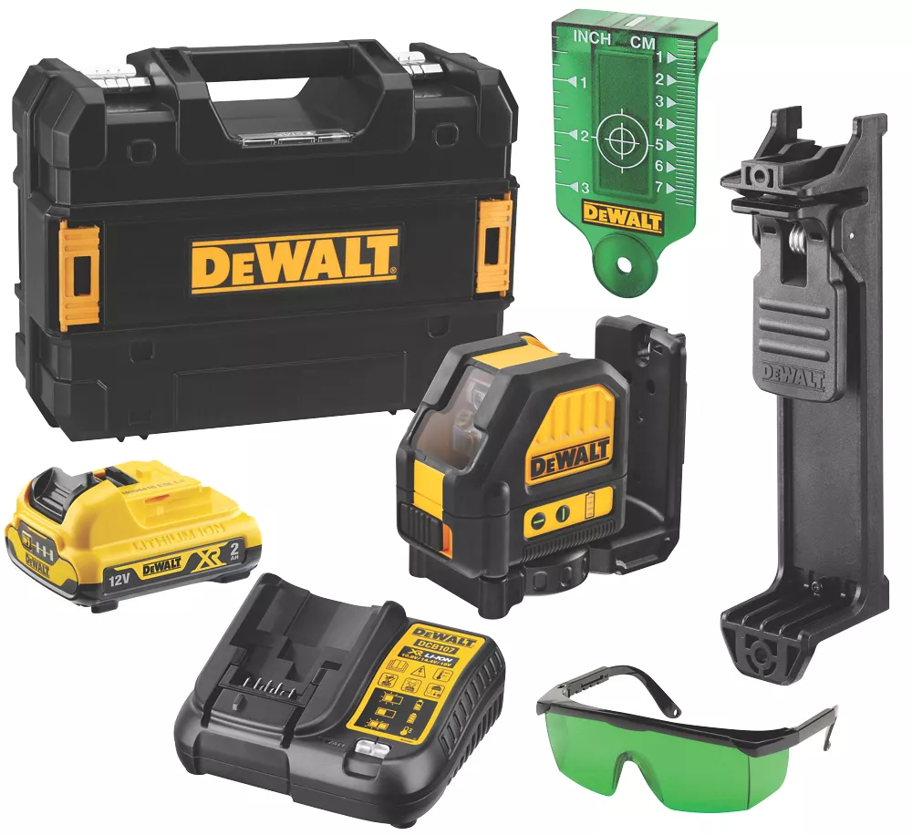 DeWalt DCE088D1G 12V 1 X 2.0Ah Li-Ion XR Green Self-Levelling Cross-Line Laser Level - Image 3